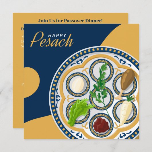 Happy Passover| Schöne Seder Pesach Einladung (Vorne/Hinten)