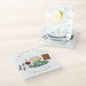 Happy Passover SEDER Kosher Pesach Plate Glasuntersetzer (Schrägansicht)