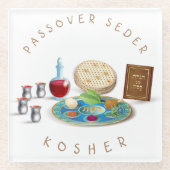 Happy Passover SEDER Kosher Pesach Plate Glasuntersetzer (Vorderseite)