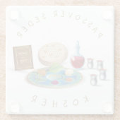 Happy Passover SEDER Kosher Pesach Plate Glasuntersetzer (Rückseite)