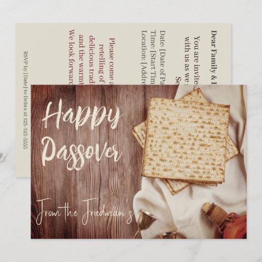 Happy Passover | Seder Pesach Einladung (Vorne/Hinten)