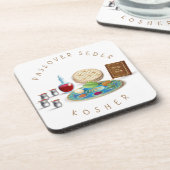 Happy Passover Seder Plate Kosher Pesach Getränkeuntersetzer (Linke Seite)