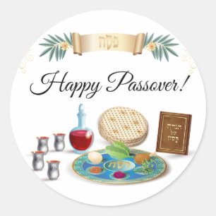 Happy Passover Spring Pesach Seder Runder Aufkleber