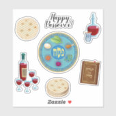 Happy Passover Spring Pesach Seder Symbole Aufkleber (Blatt)