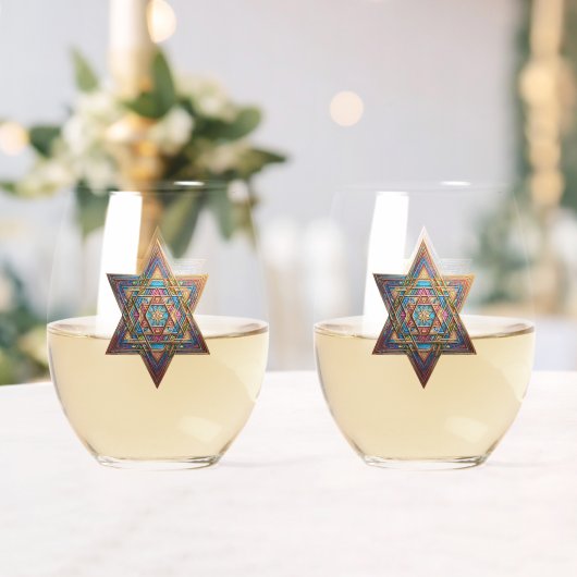 Happy Passover Star of David Weinglas Ohne Stiel (Insitu (Hochzeit))