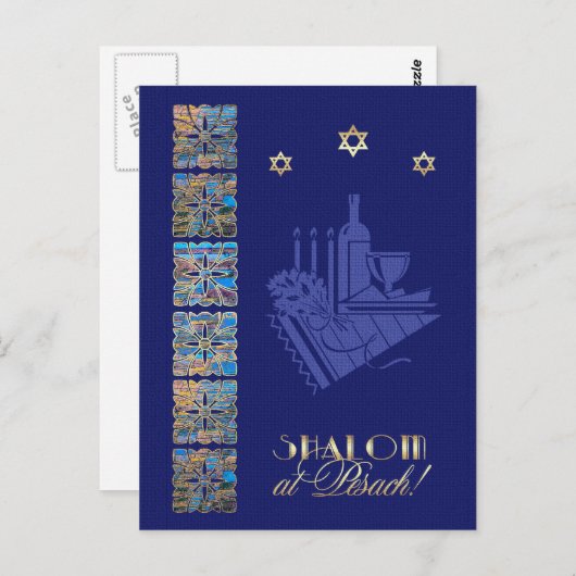Happy Passover Star von David und Seder Table Icon Postkarte (Vorne/Hinten)