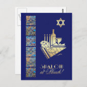 Happy Passover Star von David und Seder Table Icon Postkarte (Vorne/Hinten)