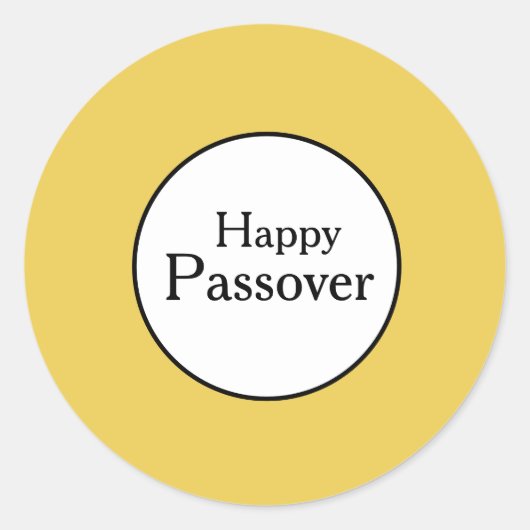 Happy Passover Yellow White Round Sticker (Vorderseite)
