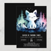 Happy Pastel Cat Birthday Einladung (Vorne/Hinten)