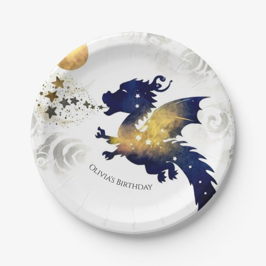 Happy Pastel Dragon Birthday Pappteller (Vorderseite)