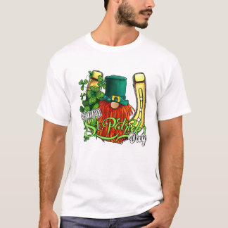 Happy Patricks Day Lucky Kleeblatt Clover Gnome Ho T-Shirt