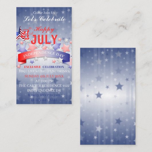 Happy Patriotic 4. Juli Unabhängigkeitstag Begleitkarte (Vorne/Hinten)