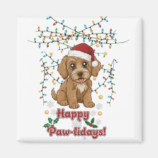 Happy Paw-lidays Christmas Cockapoo Magnet (Vorne)