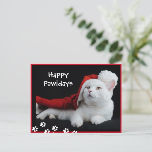 Happy Pawidays, Cat, Art Postcard Postkarte (Stehend Vorderseite)