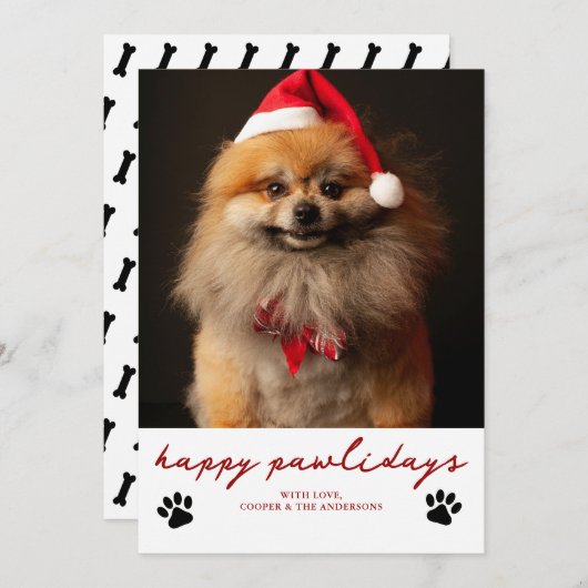 Happy Pawliday Pet Hund Foto Weihnachten (Vorne/Hinten)