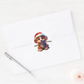 Happy Pawliday Runder Aufkleber (Umschlag)