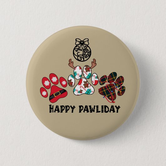 Happy Pawliday - Weihnachts-Feiertag Button (Vorderseite)