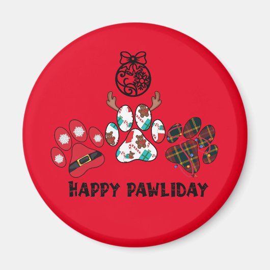 Happy Pawliday - Weihnachts-Weihnachtsmagnet Magnet (Vorne)