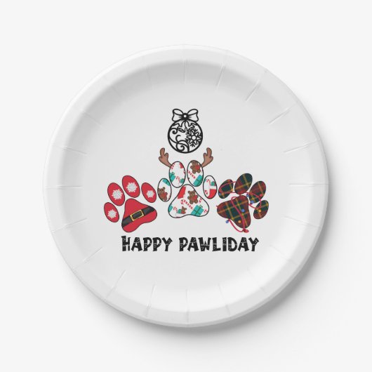 Happy Pawliday - Weihnachts-Weihnachtszeitung Plak Pappteller (Vorderseite)