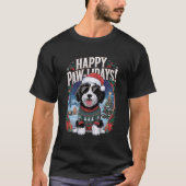 Happy Pawlidays Bernedoodle Weihnachtshund Funny T-Shirt (Vorderseite)