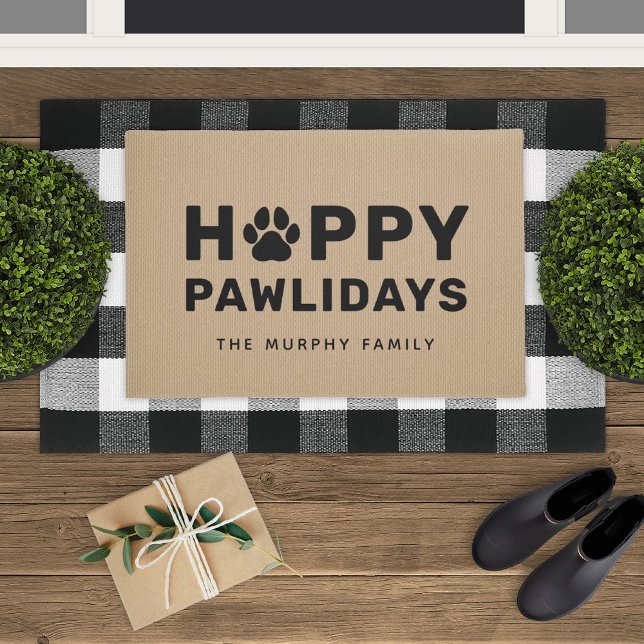 Happy Pawlidays Black and Tan Custom Dog Dog Dog D Fußmatte (Von Creator hochgeladen)