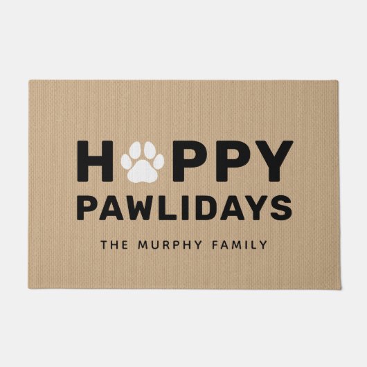 Happy Pawlidays Black and Tan Custom Dog Dog Dog D Fußmatte (Vorderseite)