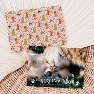 Happy Pawlidays Cat Dog Weihnachtsgebäck Foto Pink Feiertagskarte