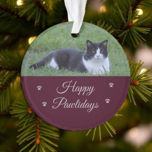 Happy Pawlidays Cat Foto Weihnachten Ornament