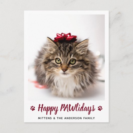 Happy PAWlidays Cat Lover Pet Foto Weihnachten (Vorderseite)