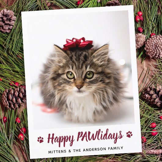 Happy PAWlidays Cat Lover Pet Foto Weihnachten