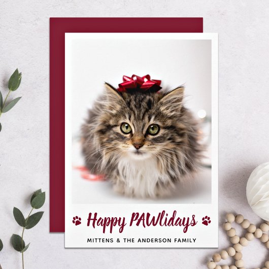 Happy PAWlidays Cat Lover Pet Foto Weihnachten