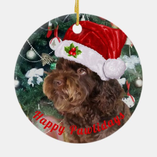 Happy Pawlidays Ceramic Ornament (Hinten)