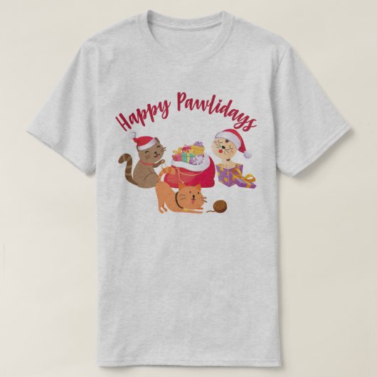 Happy Pawlidays Christmas Cats Party T-Shirt (Design vorne)