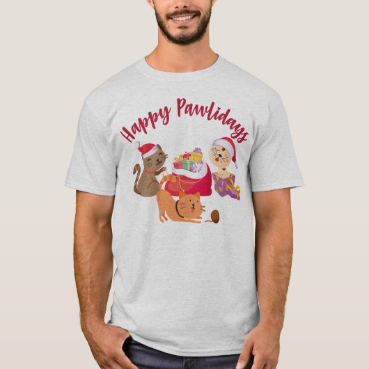 Happy Pawlidays Christmas Cats Party T-Shirt (Vorderseite)