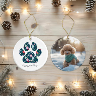 Happy Pawlidays Christmas Hund Lover Foto Ornament