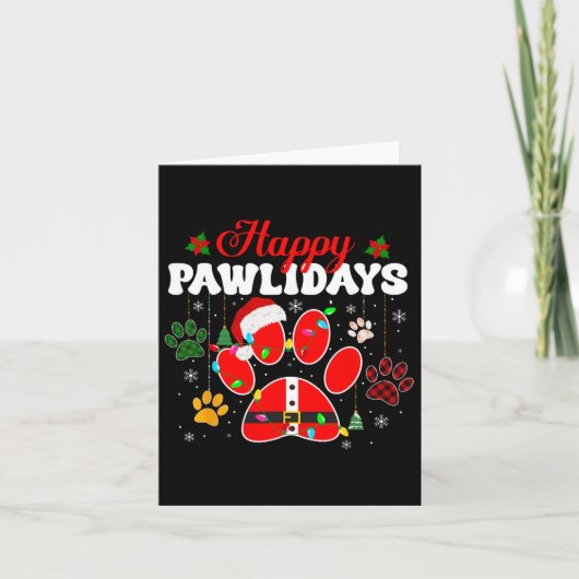 Happy Pawlidays Christmas Lights Dog Paw Animal Lo Karte (Vorderseite)