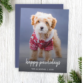 Happy Pawlidays | Dog Christmas Modern Cute Blue Feiertagskarte