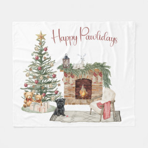 Happy Pawlidays Dog Design - Affenpinscher Fleecedecke
