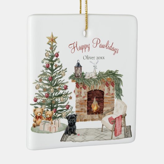 Happy Pawlidays Dog Design - Affenpinscher Keramikornament (Rechts)