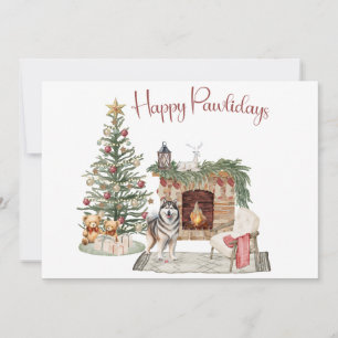 Happy Pawlidays Dog Design - Alaskan Malamute Feiertagskarte