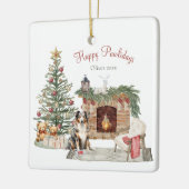Happy Pawlidays Dog Design - Australian Shepherd Keramikornament (Links)