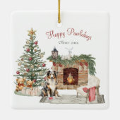 Happy Pawlidays Dog Design - Australian Shepherd Keramikornament (Rückseite)