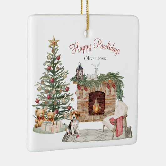 Happy Pawlidays Dog Design - Beagle Keramikornament (Rechts)