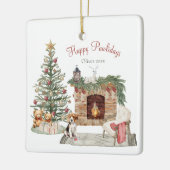 Happy Pawlidays Dog Design - Beagle Keramikornament (Links)