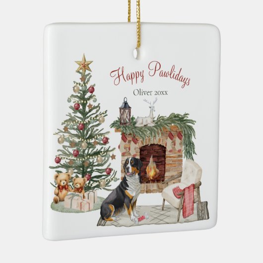 Happy Pawlidays Dog Design - Bernese Mountain Dog Keramikornament (Rechts)