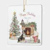 Happy Pawlidays Dog Design - Bernese Mountain Dog Keramikornament (Links)