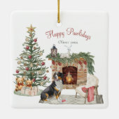 Happy Pawlidays Dog Design - Bernese Mountain Dog Keramikornament (Rückseite)