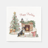 Happy Pawlidays Dog Design - Bernese Mountain Dog Serviette (Vorderseite)