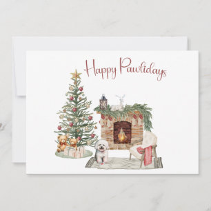 Happy Pawlidays Dog Design - Bichon Frise Feiertagskarte
