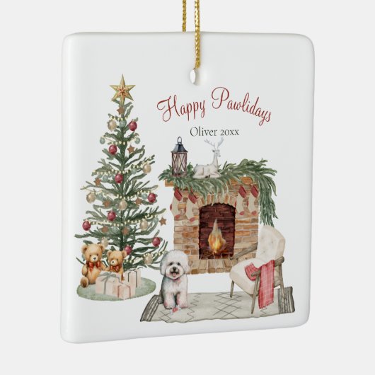 Happy Pawlidays Dog Design - Bichon Frise Keramikornament (Rechts)